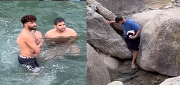 Fan spots Siraj Prasidh Krishna bathing river Dharamshala before Qualifier