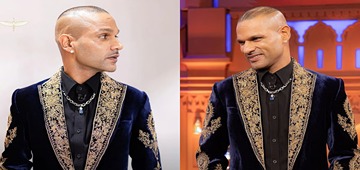 Shikhar Dhawan Stuns in Regal Style with Luxury Jacket and Sapphire Pendant