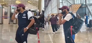 Rohit Sharma spotted intense phone call at airport IND AFG series