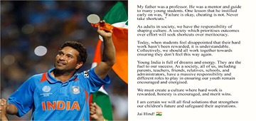 ‘Cheating Is Not Okay’: Sachin Tendulkar Urges Honesty, Merit